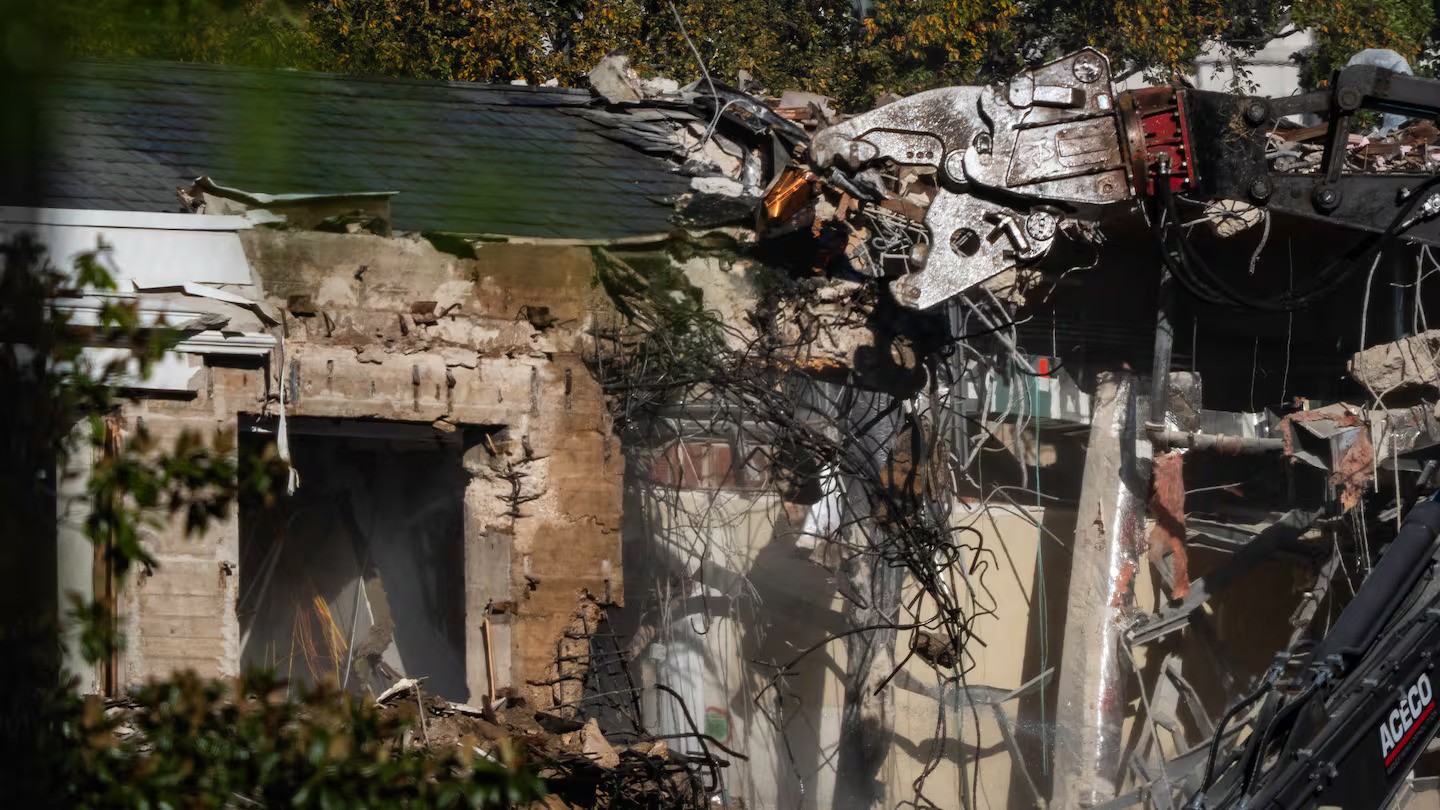 Part of the East Wing demolition today. Photo / Salwan Georges, The Washington Post