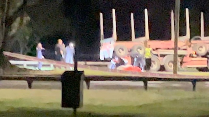 An overnight crash on Kennedy Rd in Napier involved two vehicles and indications suggest one person is deceased according to a police spokesperson. Photo / Otto Crowley