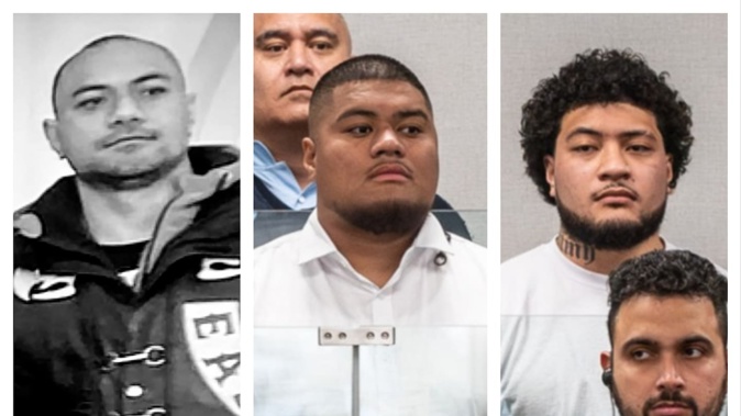 Fitus gang members George Mahoni (centre) and Vili Laungaue (right) are among five co-defendants accused of murdering Head Hunters member Charles Pongi (left). The two defendants are also accused of being involved in a road rage incident while en route to the deadly confrontation. Photos / Michael Craig
