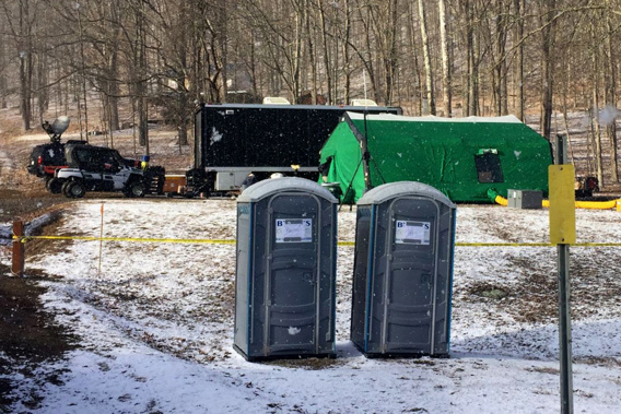 FBI agents and representatives of the Pennsylvania Department of Conservation and Natural Resources set up a base in March, 2018, in Benezette Township, Elk County, Pa. Photo / AP