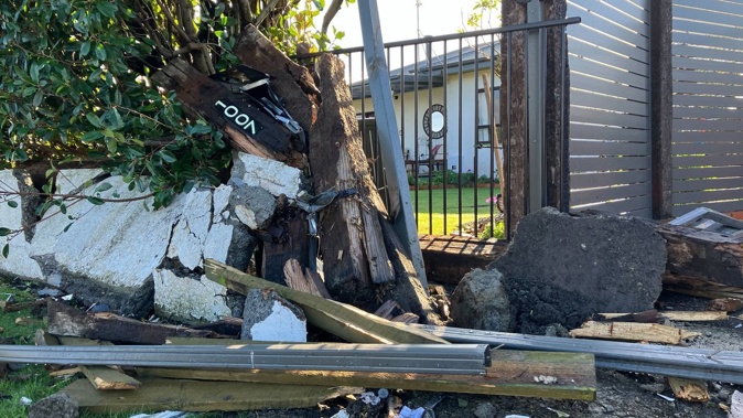 A ute barrelled through two separate fences in Mahora before coming to a stop. Photo / NZME