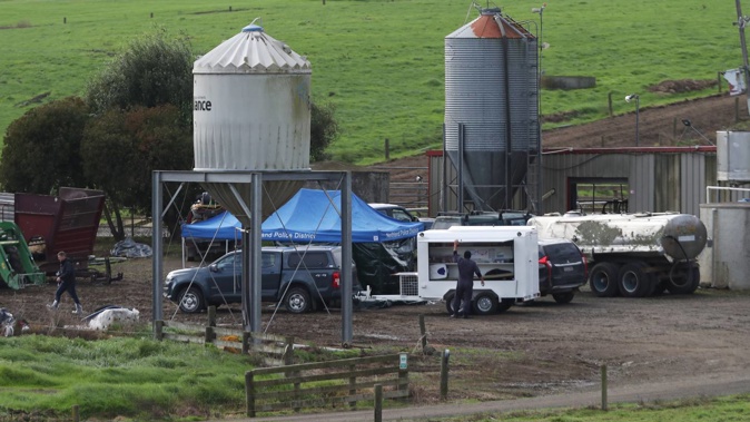 Police were examining a dairy farm in Awarua, near Kaikohe, where they discovered two men following reports of a shooting. (Photo / Michael Cunningham)