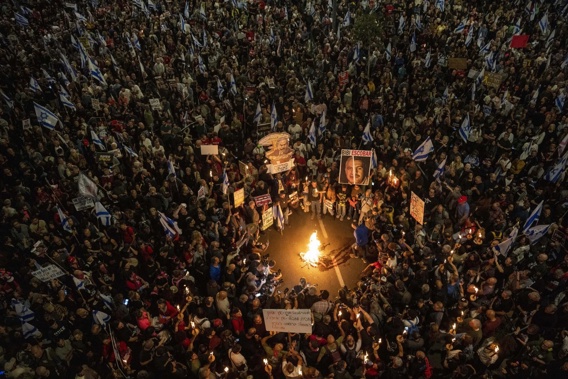 People protest Israeli Prime Minister Benjamin Netanyahu's government. Photo / AP