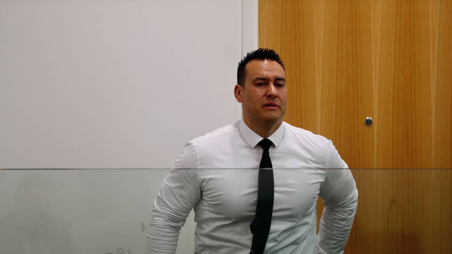 Darren Clarke is sentenced in Manukau District Court over a road rage attack where he used a samurai sward as a weapon. Photo / Dean Purcell