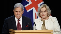 Foreign Affairs Minister Winston Peters and Defence Minister Judith Collins arrived in Melbourne. Photo / Mark Mitchell