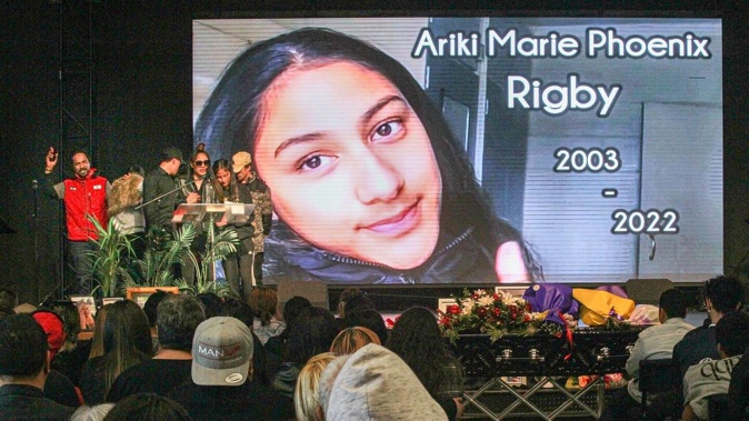 Ariki Rigby was found dead in a burnt-out car in 2022. She was farewelled at a funeral service attended by about 700 people. Photo / Warren Buckland