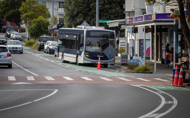 A controversial cycleway has caused all sorts of problems in the West Lynn shopping village. Photo / Michael Craig
