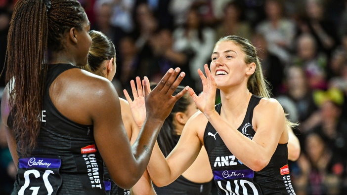 New Zealand Silver Ferns v Australia Origin Diamonds Constellation Cup netball match at Spark Arena, Auckland, New Zealand on Wednesday 23 October 2024. © Photo: Andrew Cornaga / Photosport x