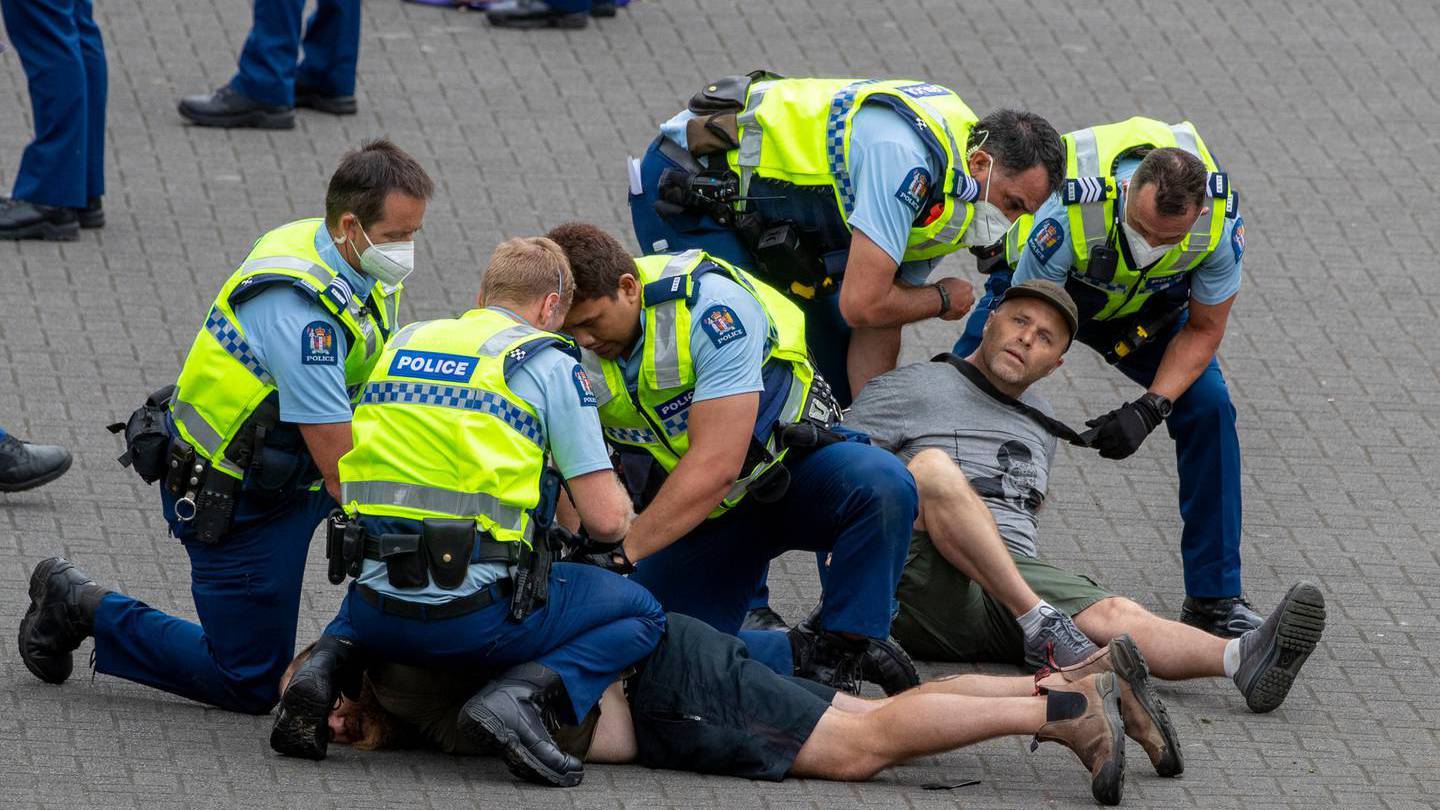 Protester Anthony Woods, not in this photo, said he was defending his friends when he assaulted a police officer at the Wellington protest earlier this year. Photo / Mark Mitchell