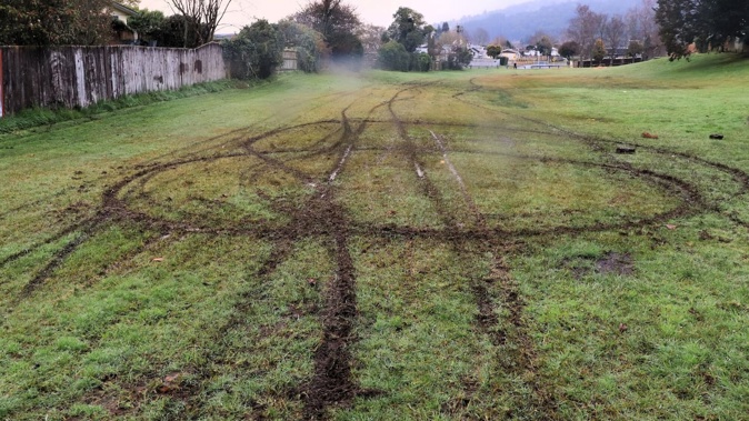 Damaged grass at the reserve between Susan St and Homedale St in Rotorua. Photo / Ben Fraser