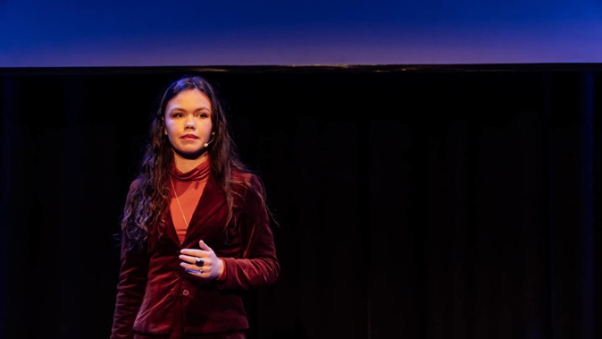 Amy Skipper speaking at TEDxKapiti.