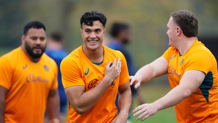 Australia's Joseph-Aukuso Suaalii during a team run at The Lensbury Resort, Teddington. Picture date: Friday November 8, 2024. (Photo by Zac Goodwin/PA Images via Getty Images)