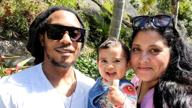 Roshni Sami and husband Walter Spears with their child. Photo / Supplied, RNZ