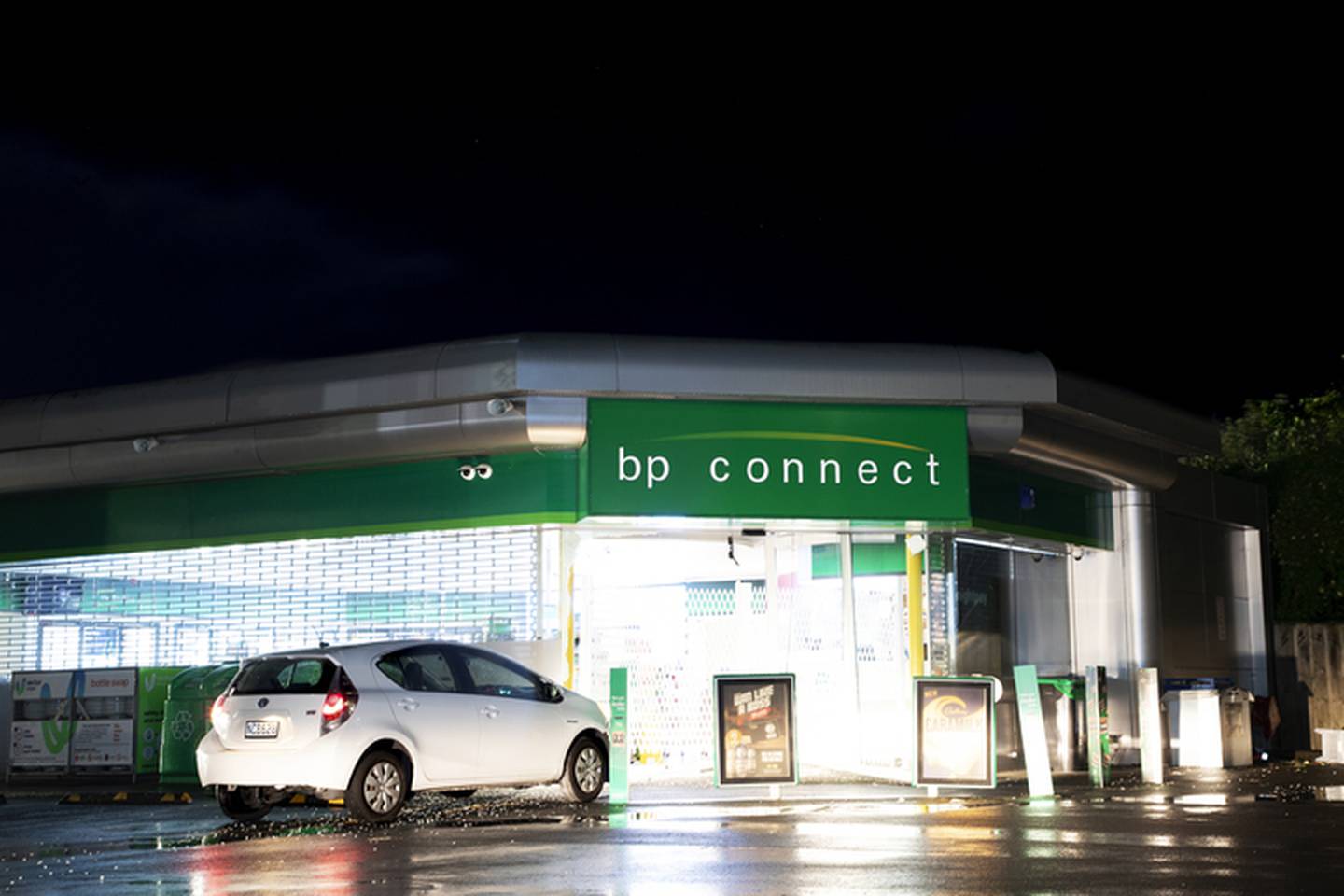 A stolen Toyota Aqua was abandoned at the scene. Photo / Hayden Woodward