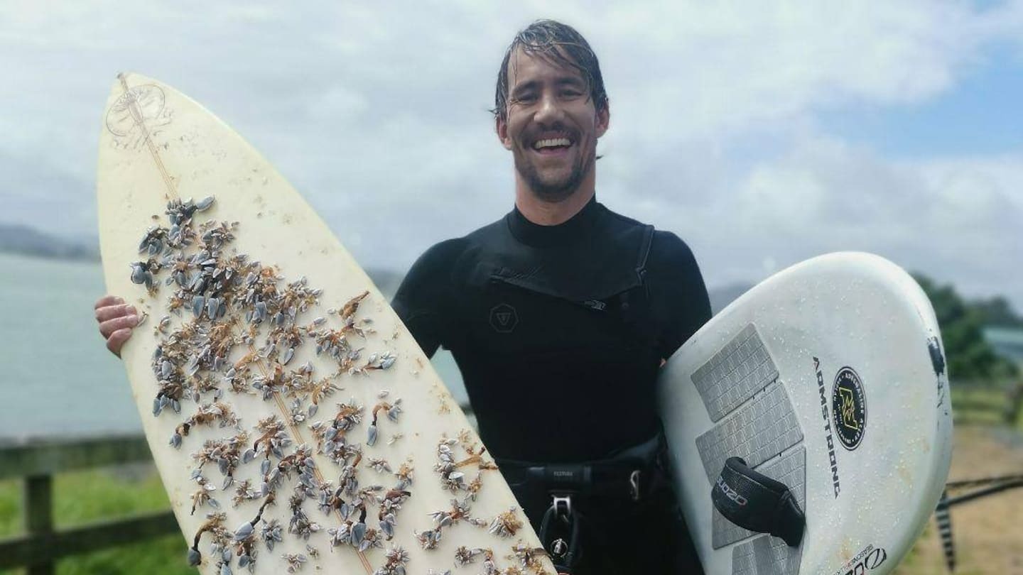 Alvaro Bon shared his find to a surfing enthusiasts' group in a bid to find the board's background. Photo / Alvaro Bon
