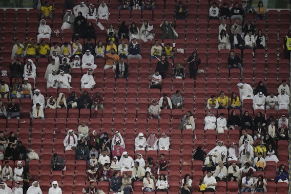 Partly empty seats during the World Cup opener between Qatar and Ecuador. Photo / AP