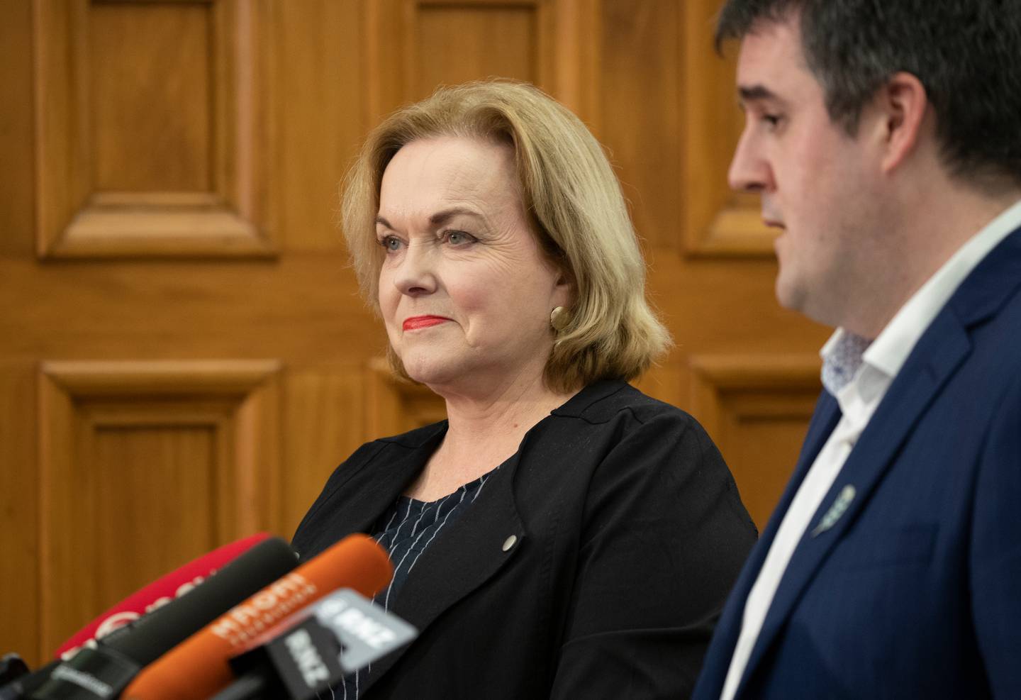 National leader Judith Collins says Jacinda Ardern is treating New Zealanders like children in not releasing vaccination targets until Friday. (Photo / Mark Mitchell)