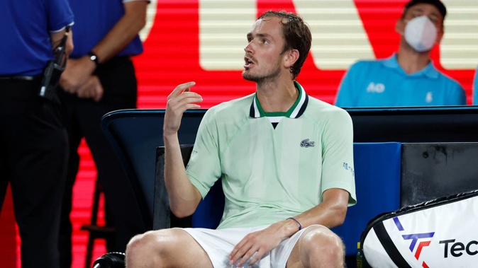 Daniil Medvedev's Australian Open final dreams went south after an angry exchange with the umpire about how ballkids were performing. Photo / AP
