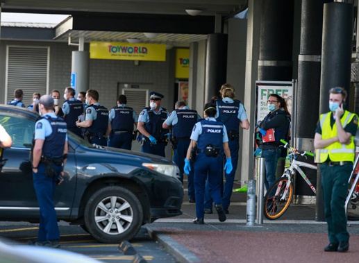 Police and the ambulance at Lynnmall following a terrorist atttack in which seven people were stabbed. (Photo / Alex Burton)