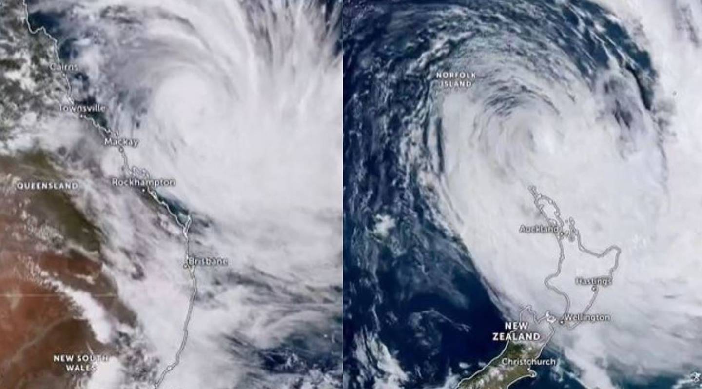 The full journey of Cyclone Gabrielle from formation near Queensland, Australia to extratropical cyclone near New Zealand. Photo / Zoom_Earth / Instagram