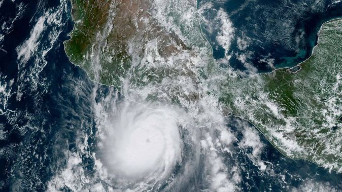 This satellite image shows Hurricane Otis approaching Mexico's Pacific coast near Acapulco. Photo / NOAA via AP