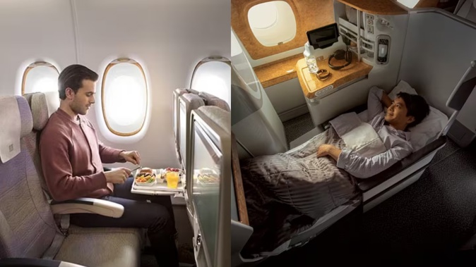 Herald Travel compares economy with business class flying Emirates. Photo / Supplied