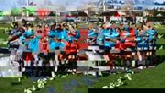 The Football Ferns huddle during a training session. Photo / Photosport