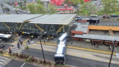 The electric bus crashed into New Lynn train station on Totara Ave in Auckland. Photo / Supplied