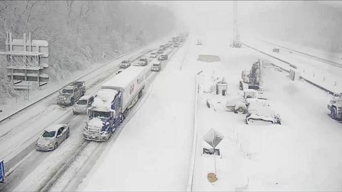 A closed section of Interstate 95 near Fredericksburg, Virginia. Photo / AP