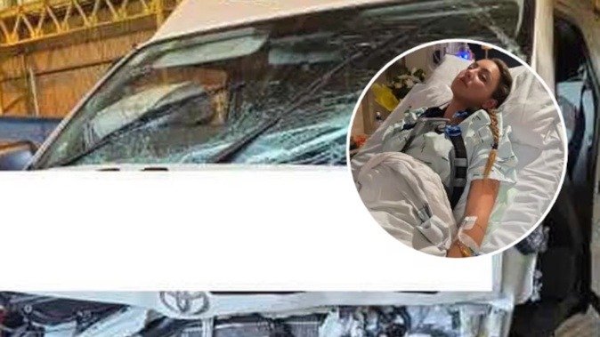 US tourist Kaylee Phillippi, 20, suffered devastating injuries, including a broken back, in the head-on collision. Photo / GoFundMe