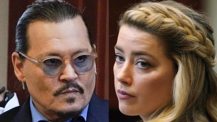 Johnny Depp, left, and Amber Heard in the courtroom for closing arguments at the Fairfax County Circuit Courthouse in Fairfax. Photo / AP / Steve Helber