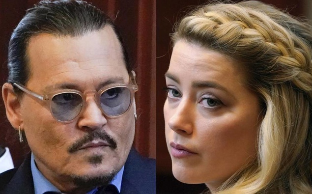 Johnny Depp, left, and Amber Heard in the courtroom for closing arguments at the Fairfax County Circuit Courthouse in Fairfax. Photo / AP / Steve Helber