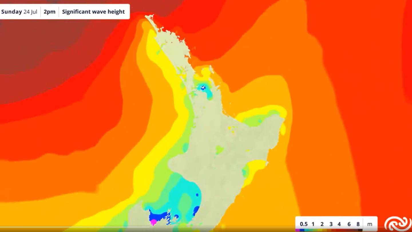 Large waves are expected to accompany the rain and strong winds in coming days, MetService predicts. (Photo / Supplied)