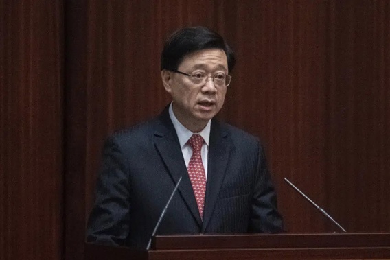 Hong Kong Chief Executive John Lee delivers his policy address at the chamber of the Legislative Council in Hong Kong, on Oct. 19, 2022. Lee condemned an unusual rise in the number of withdrawal requests to the city’s organ donation system, saying Tuesday, May 23, 2023 that police would investigate suspicious cases. (AP Photo/Vernon Yuen, File)