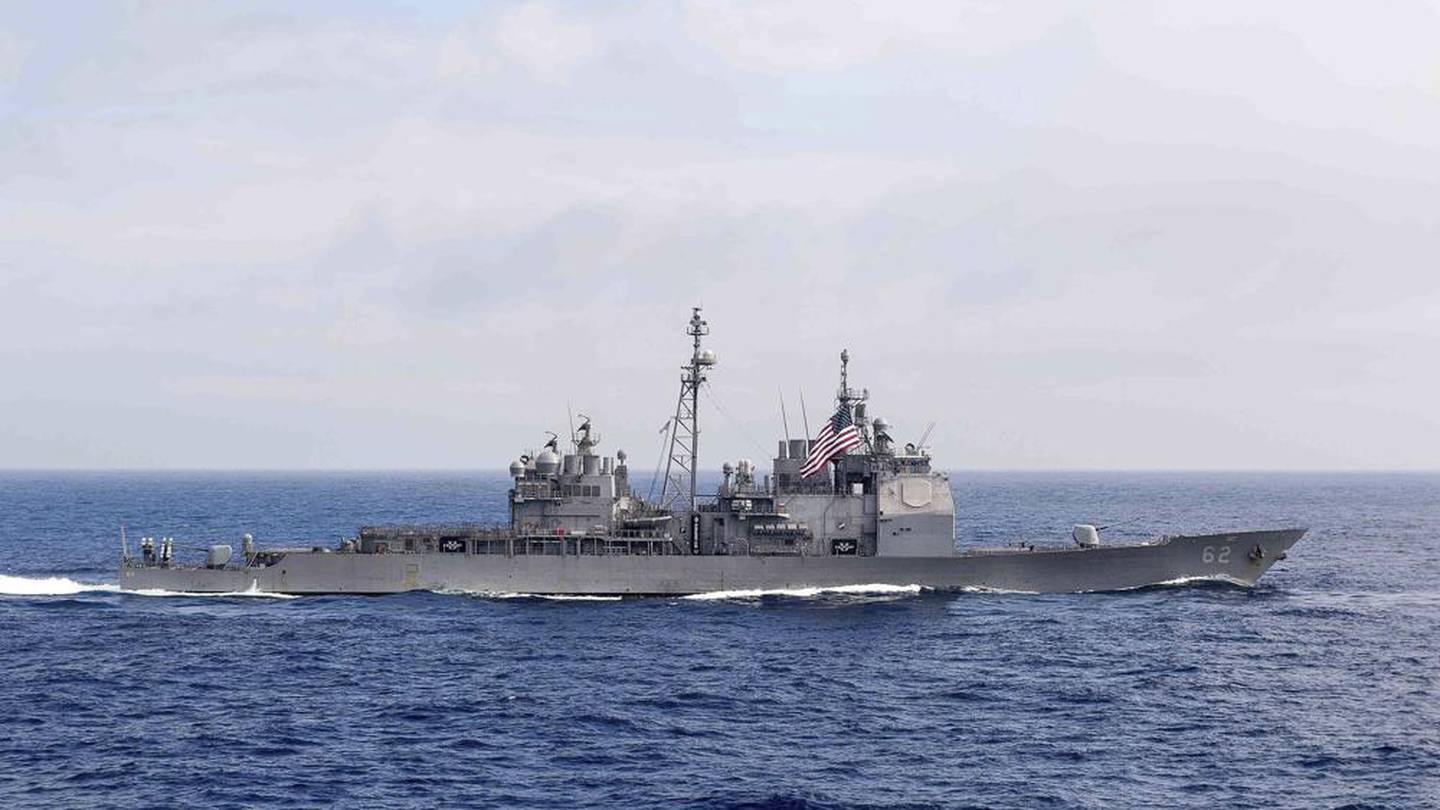 The US Navy is sailing the USS Chancellorsville and the USS Antietam warships through the Taiwan Strait. Photo / AP