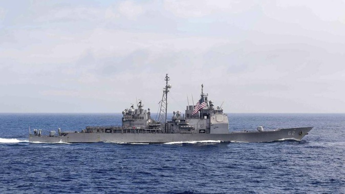 The US Navy is sailing the USS Chancellorsville and the USS Antietam warships through the Taiwan Strait. Photo / AP