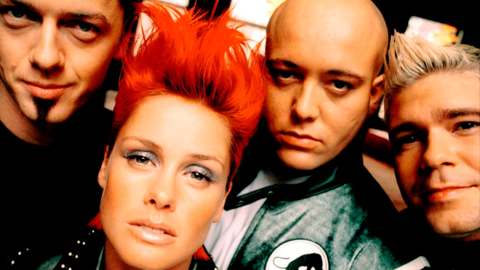 Members of the Danish pop band Aqua: Claus Norreen, Lene Nystrom, Rene Dif and Soren Rasted. Photo / Getty Images