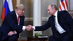 Donald Trump, left, and Vladimir Putin at the earlier talks in Alaska. Photo / Brendan Smialowski, AFP