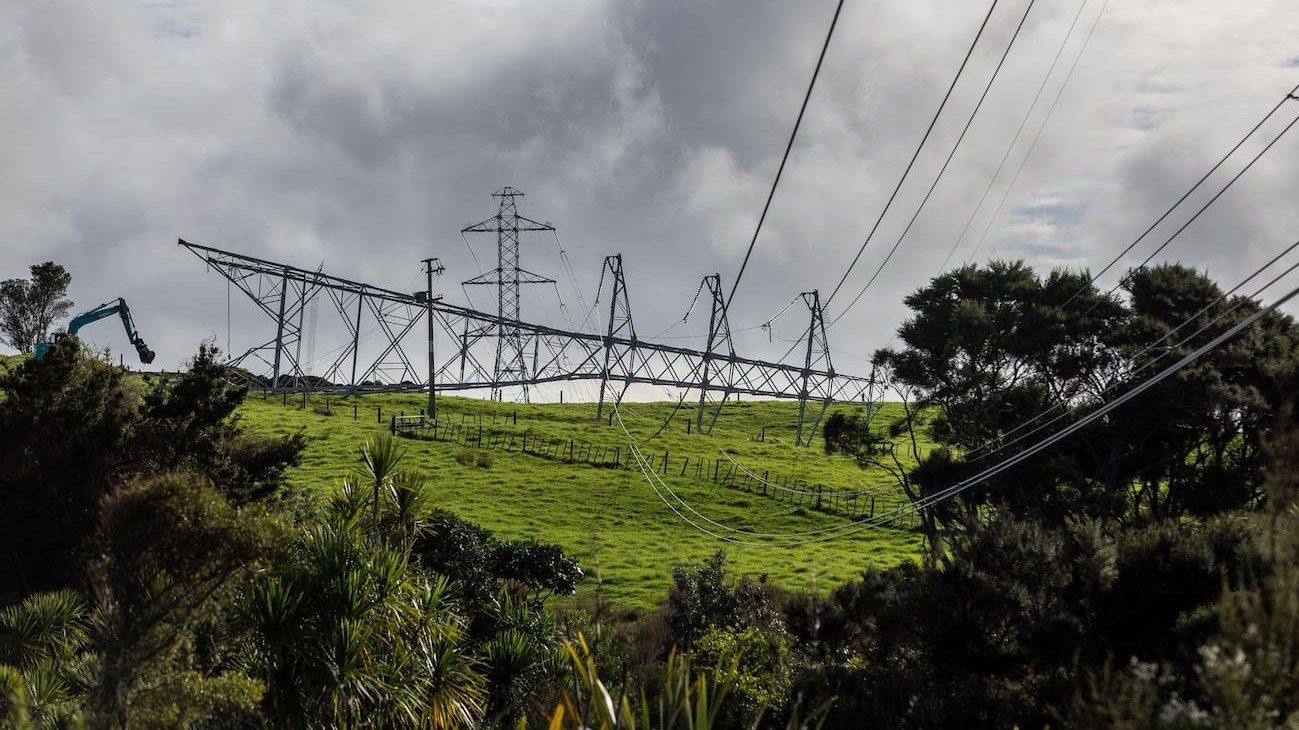 The downed pylon near Kaipara. Photo / Michael Craig
