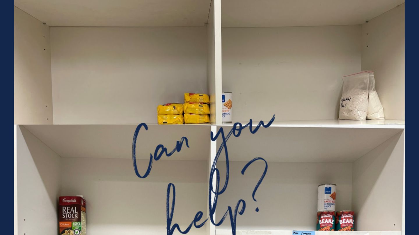 The bare shelves at Downtown Community Ministry.