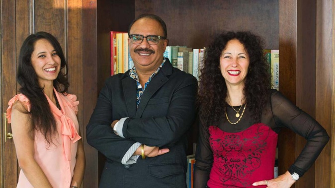 From left, Raissa Sidhu, Raj Sidhu, and Claudia Sidhu, of SRS Hair Clinic, in June 2014. Photo / Supplied