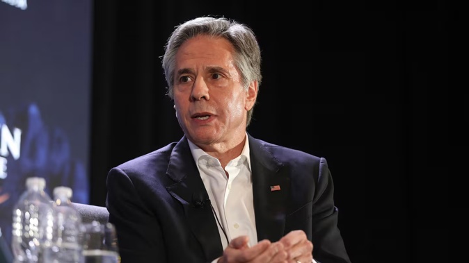 US Secretary of State Antony Blinken talks at the McCain Institute's Sedona Forum in Sedona, Arizona on Friday, May 3, 2024. Photo / AP