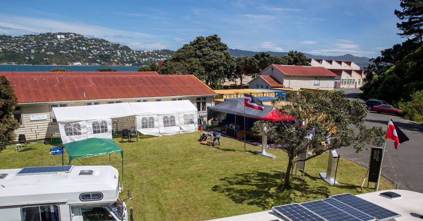 The Shelly Bay land occupation. Photo / Mark Mitchell