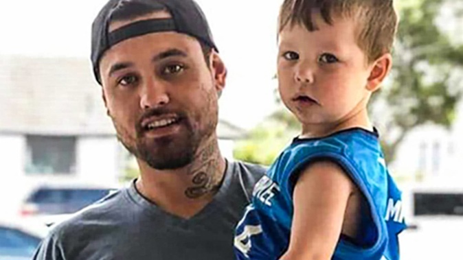 Chad Parekura with his son Tatum-Reign. Parekura died on Saturday night from multiple stab wounds. He is remembered as a proud father. Photo / Supplied