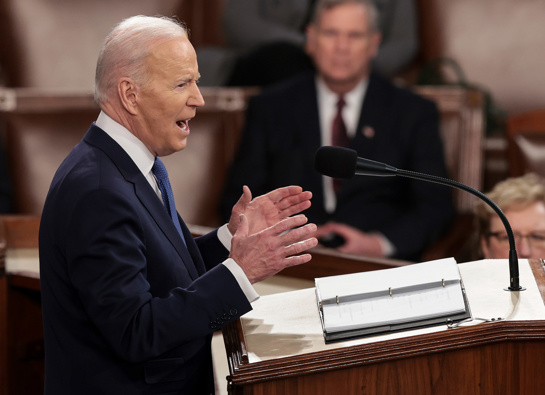 The Biden administration is planning to impose new sanctions on Russian oligarchs as soon as Thursday. President Joe Biden here delivers his State of the Union address Tuesday, March 1, in Washington. (Photo / AP)