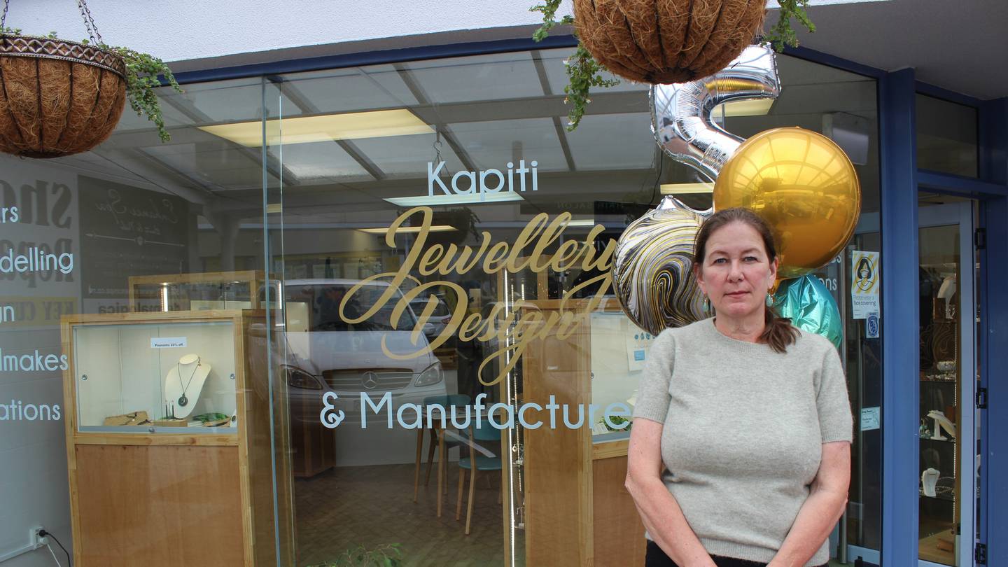 Rachelle Frazer in front of her shop which was targeted by a robber.