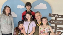 Stuart Johnstone spends time with his children, from left, Olivia, 17, Keziah, 9, Kane, 17, Lucy, 13, and Imogen, 11, amid his battle with inoperable cancer.