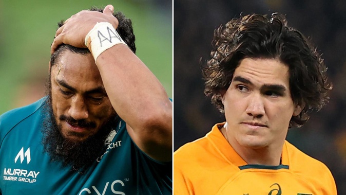 Bundee Aki (L) and Darcy Swain (R) have both copped lengthy bans in recent weeks. Photos / Photosport, Getty