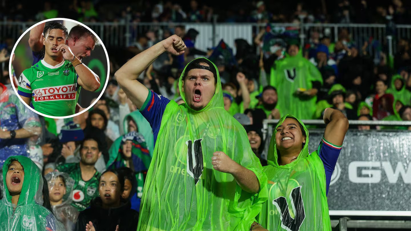 V promises poncho colour rethink after giveaway had Warriors fans seeing Raiders green