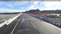 The single-vehicle crash on the Taramakau River Bridge (SH6) was reported to police just before 5.20am. (Photo / Google Maps)